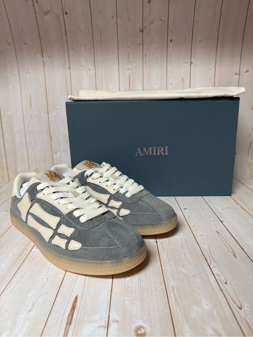AMIRI Pacific Bones Suede Low-Top Sneakers Dark Grey Sz 41 / 8